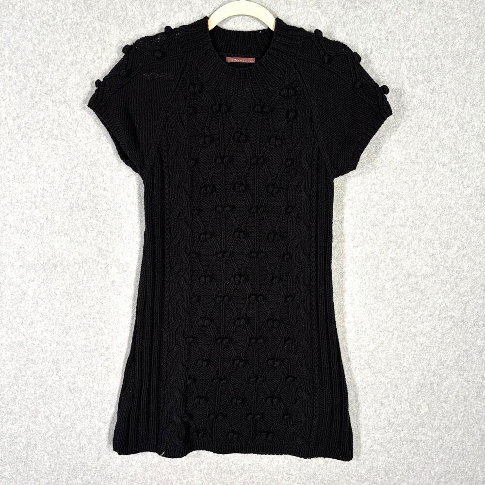 525 America Anthropologie Sweater Dress Small Black Knit Mini Academia Witchy